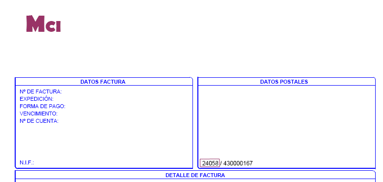 Cut of an example of Maghreb Container's invoice International to indicate the location of the user's code.